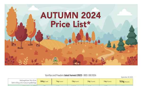 AUTUMN 2024 Price LAVANY Bourbon Vanilla from Madagascar